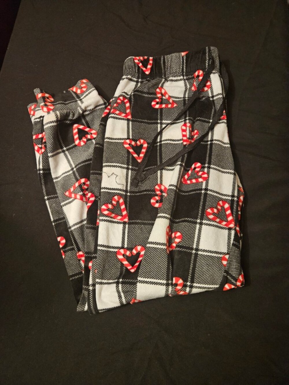 Plaid Pajama Pants with Candy Cane Hearts